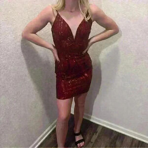 FashionNova Burgundy Mini Dress Size S